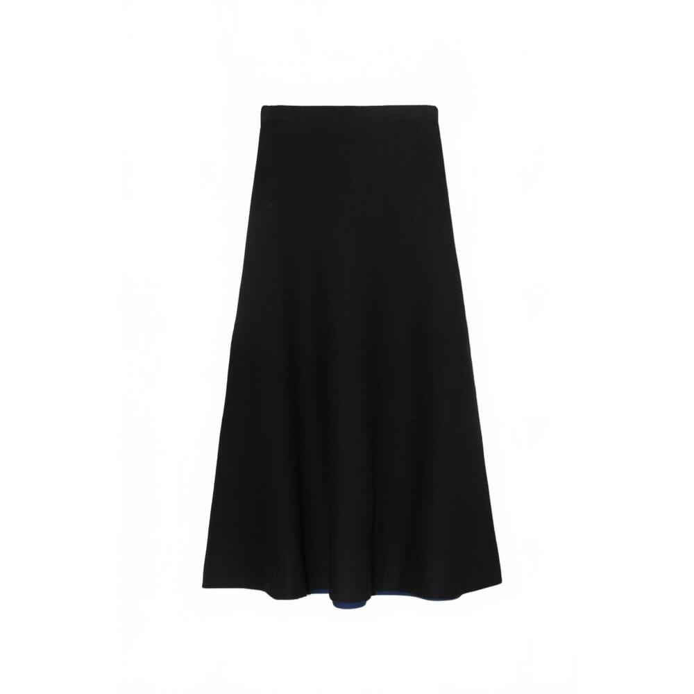 NEW ZANKOV women's brushed mohair maxi flare skirt in black
